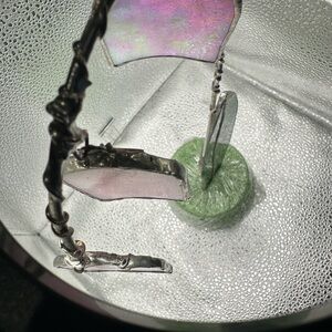 Silver and Pink Iridescent Stain Glass Drop bell petals Flower